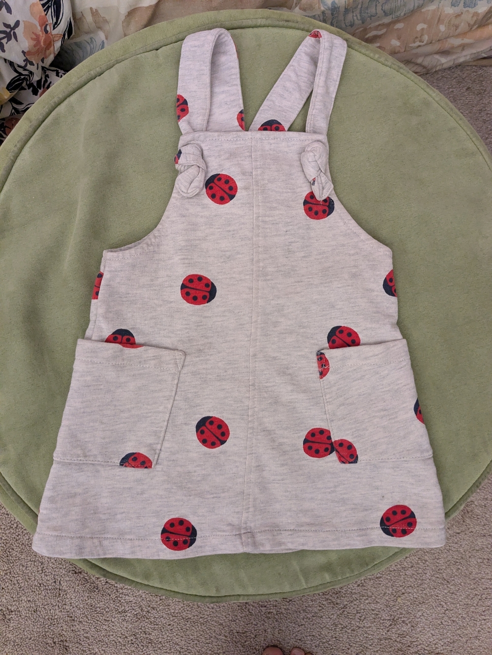 H&M Heathered Gray Dress with Red Ladybug Print 12-18 Months